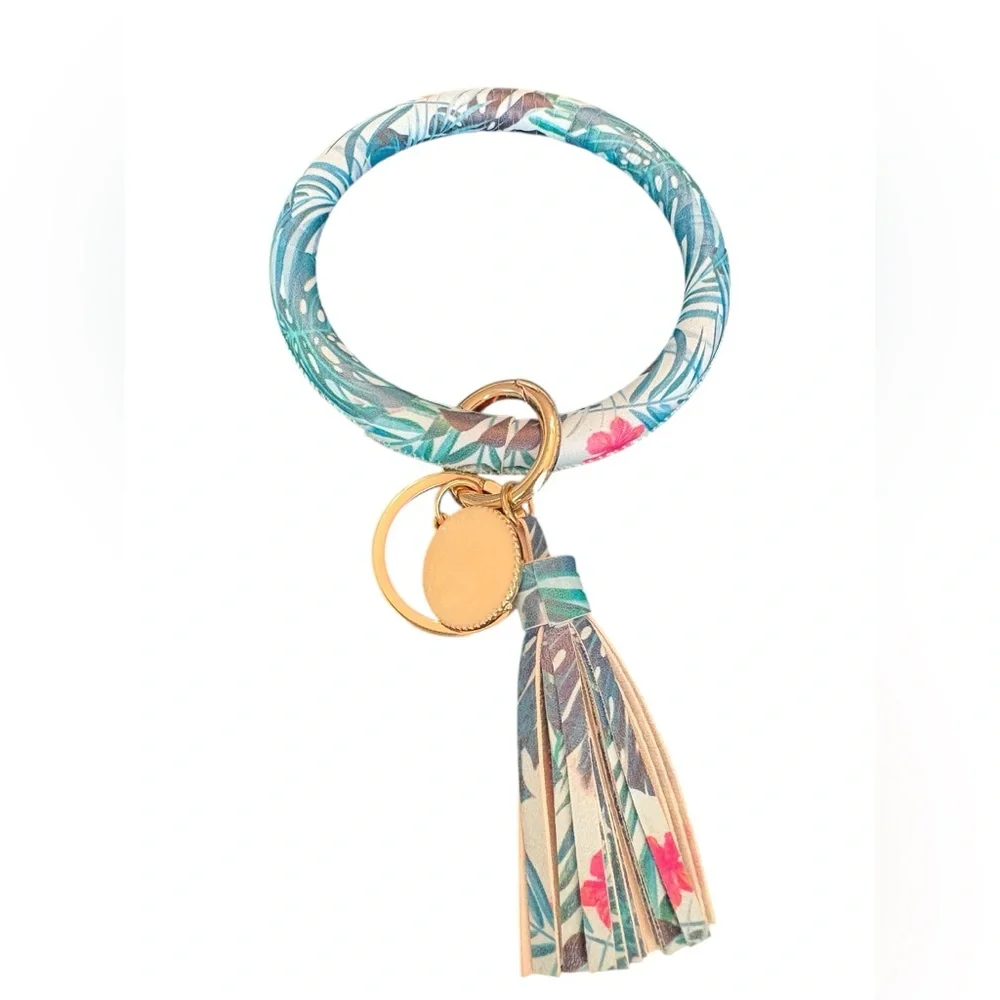 Floral Keychain Bracelet with Tassel‎
